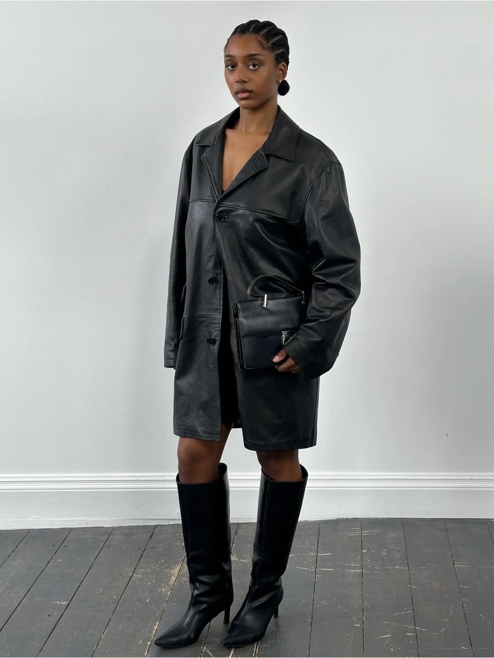 1990s Vintage Italian Conbipel Oversized Leather Trench Coat